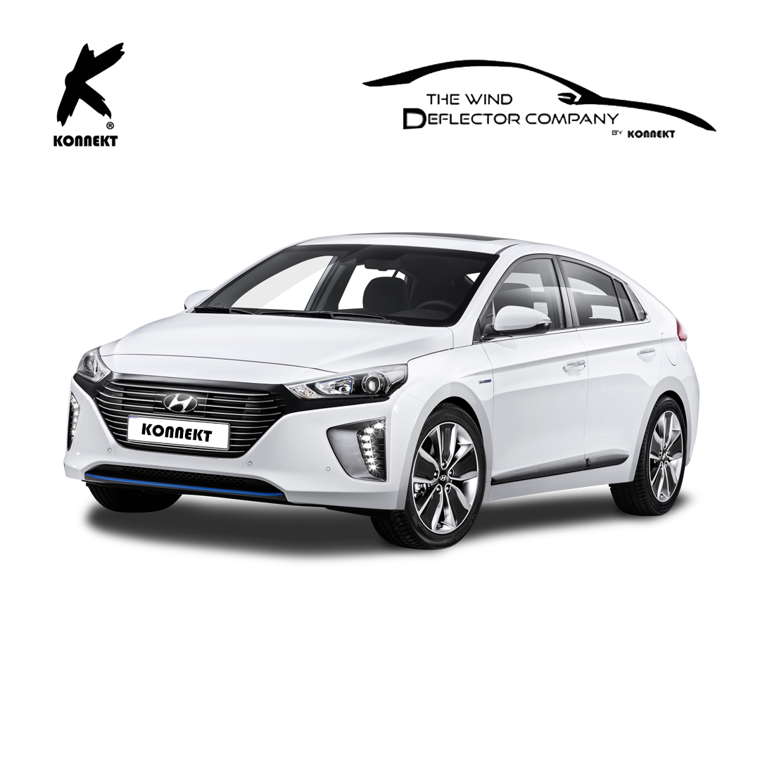 KONNEKT Wind Deflectors Set for HYUNDAI Ioniq | 2016 + with Chrome Lining | 4 Pc