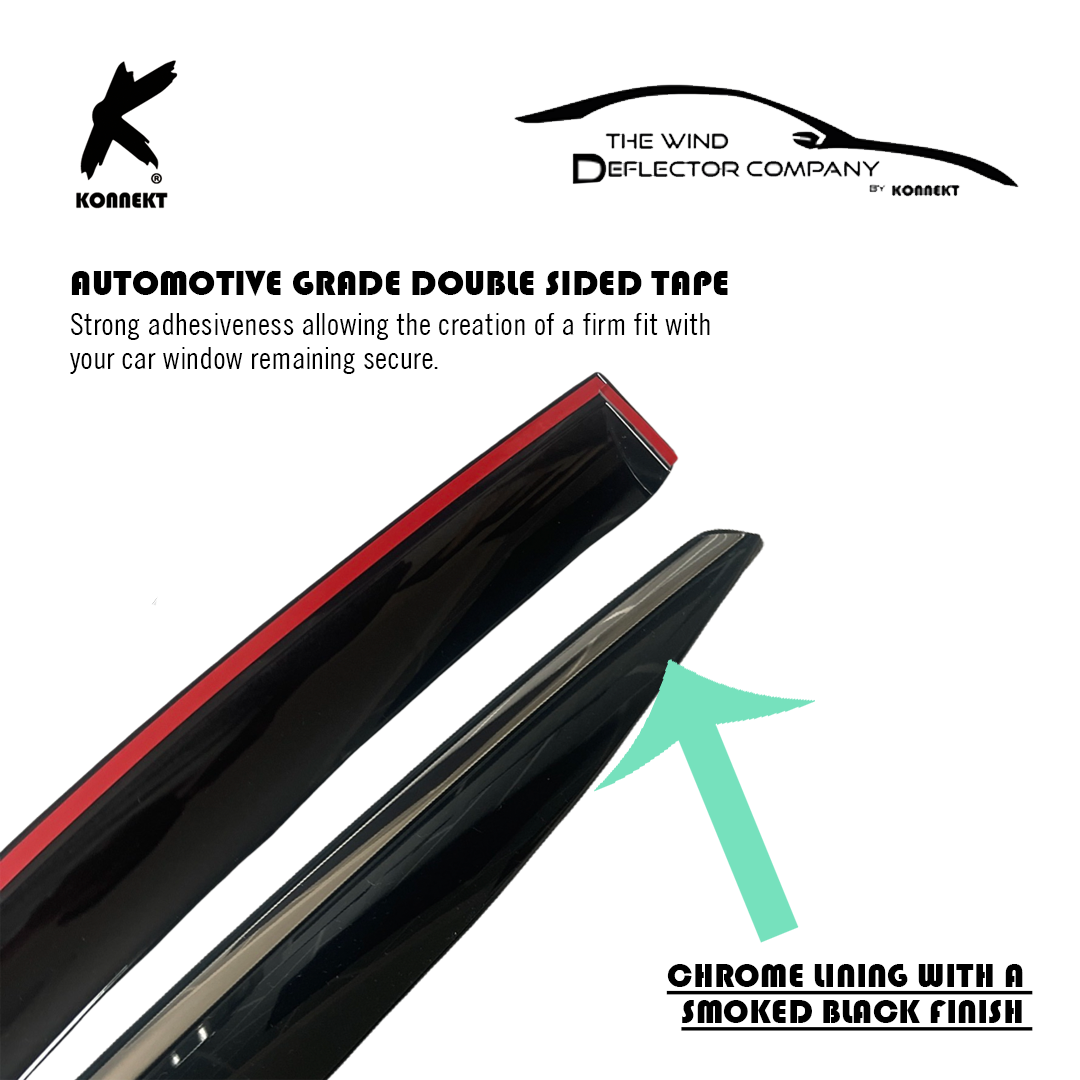 KONNEKT Wind Deflectors Set for HYUNDAI Ioniq | 2016 + with Chrome Lining | 4 Pc