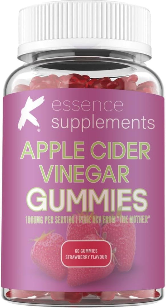 Apple Cider Vinegar Gummies with The Mother 1000mg - 60 ACV Gummies with Pomegranate and Beetroot Powder - ACV Gummies Enhanced with Vitamin B6 & B12
